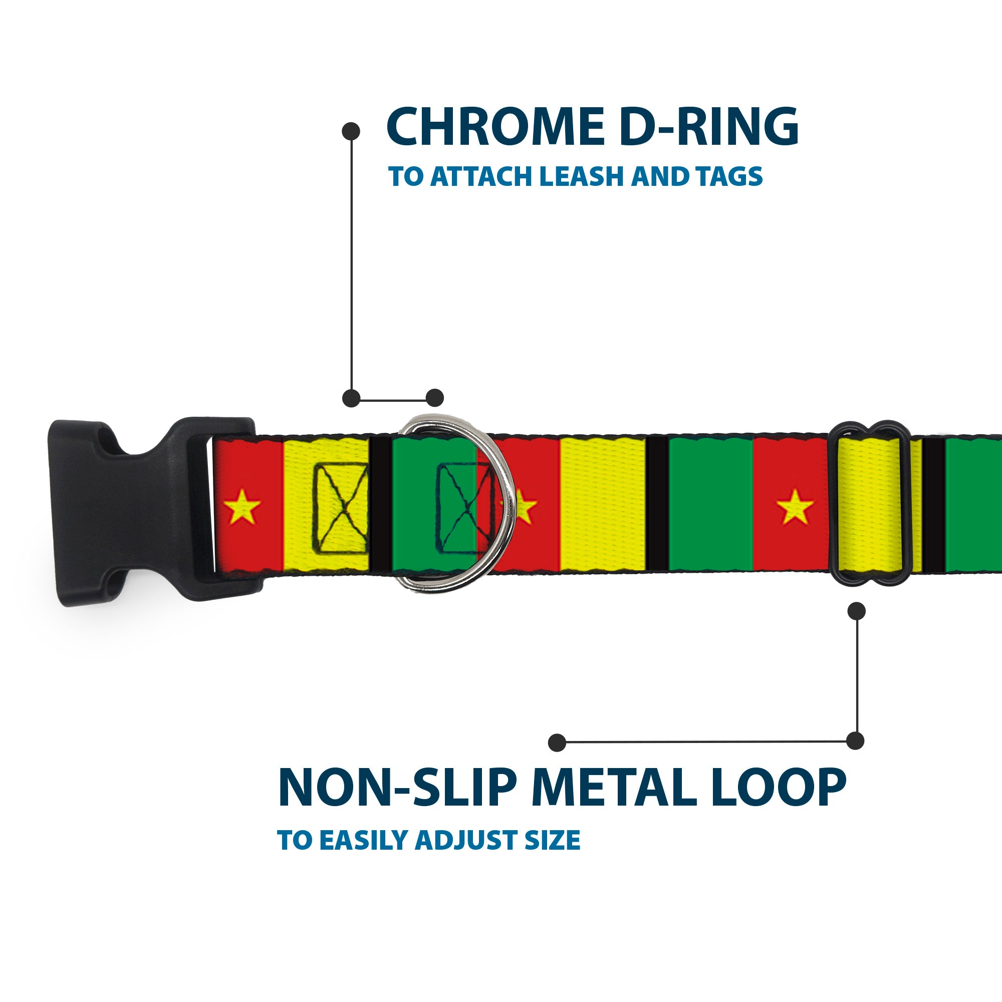 Plastic Clip Collar - Cameroon Flags Plastic Clip Collars Buckle-Down