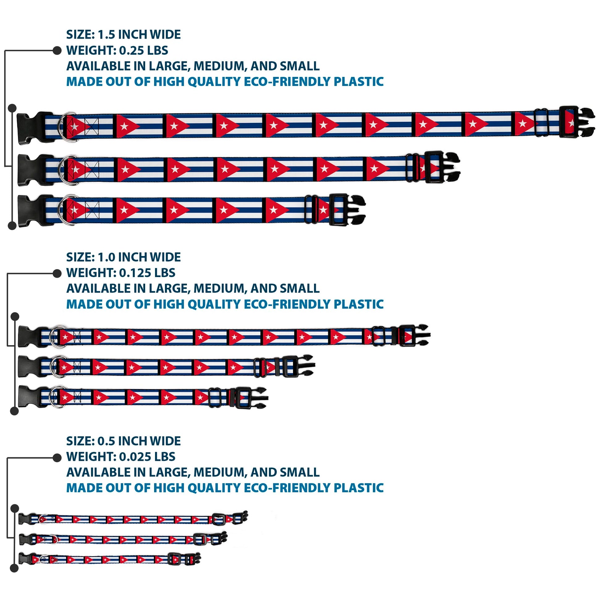 Plastic Clip Collar - Cuba Flags Plastic Clip Collars Buckle-Down