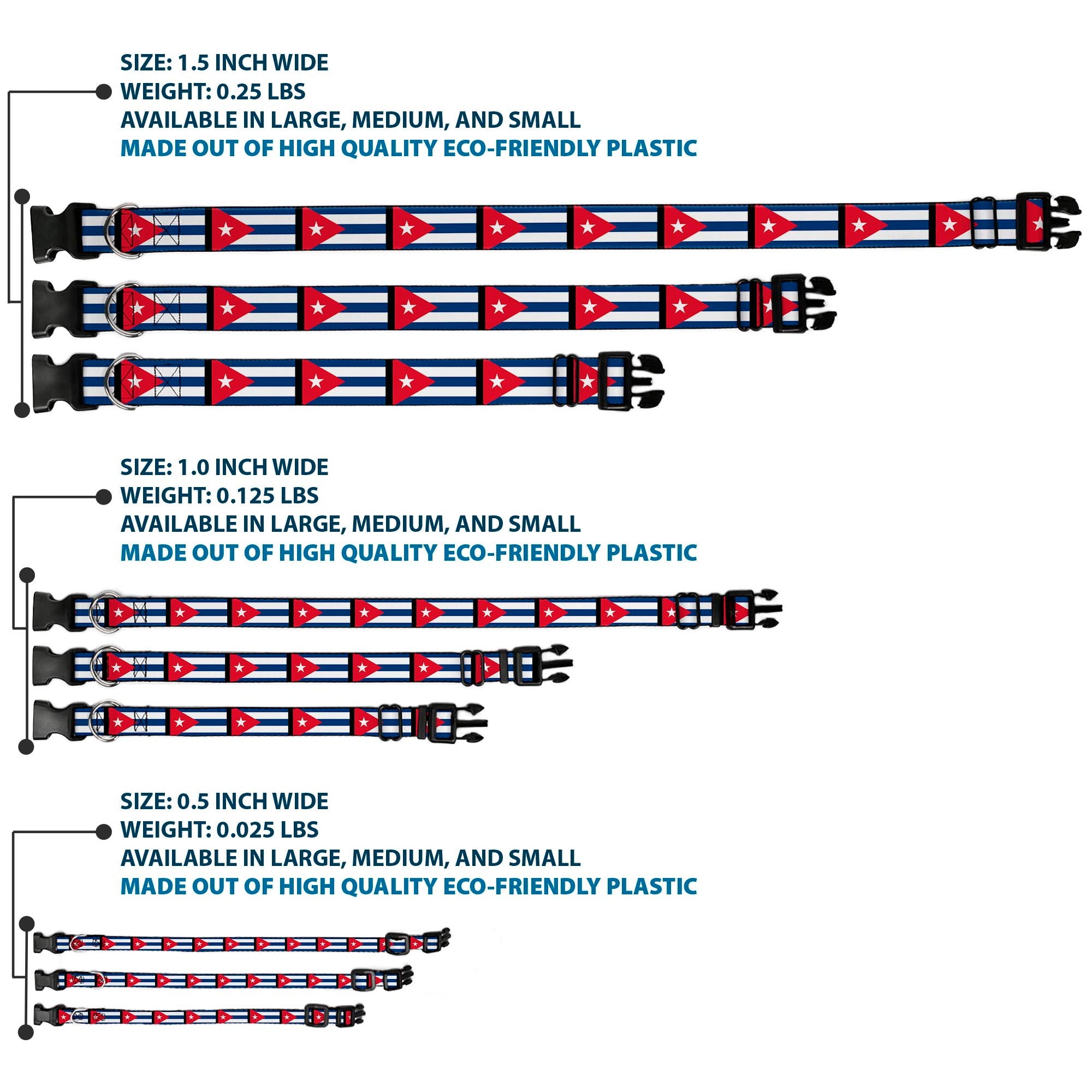 Plastic Clip Collar - Cuba Flags Plastic Clip Collars Buckle-Down
