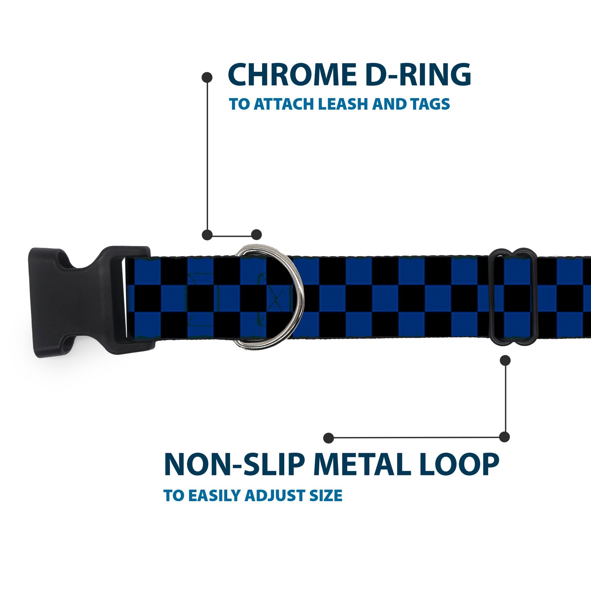 Plastic Clip Collar - Checker Black/Royal 288C Plastic Clip Collars Buckle-Down