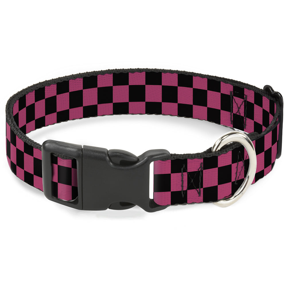 Plastic Clip Collar - Checker Black/Honeysuckle Red Plastic Clip Collars Buckle-Down