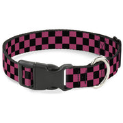 Plastic Clip Collar - Checker Black/Honeysuckle Red Plastic Clip Collars Buckle-Down