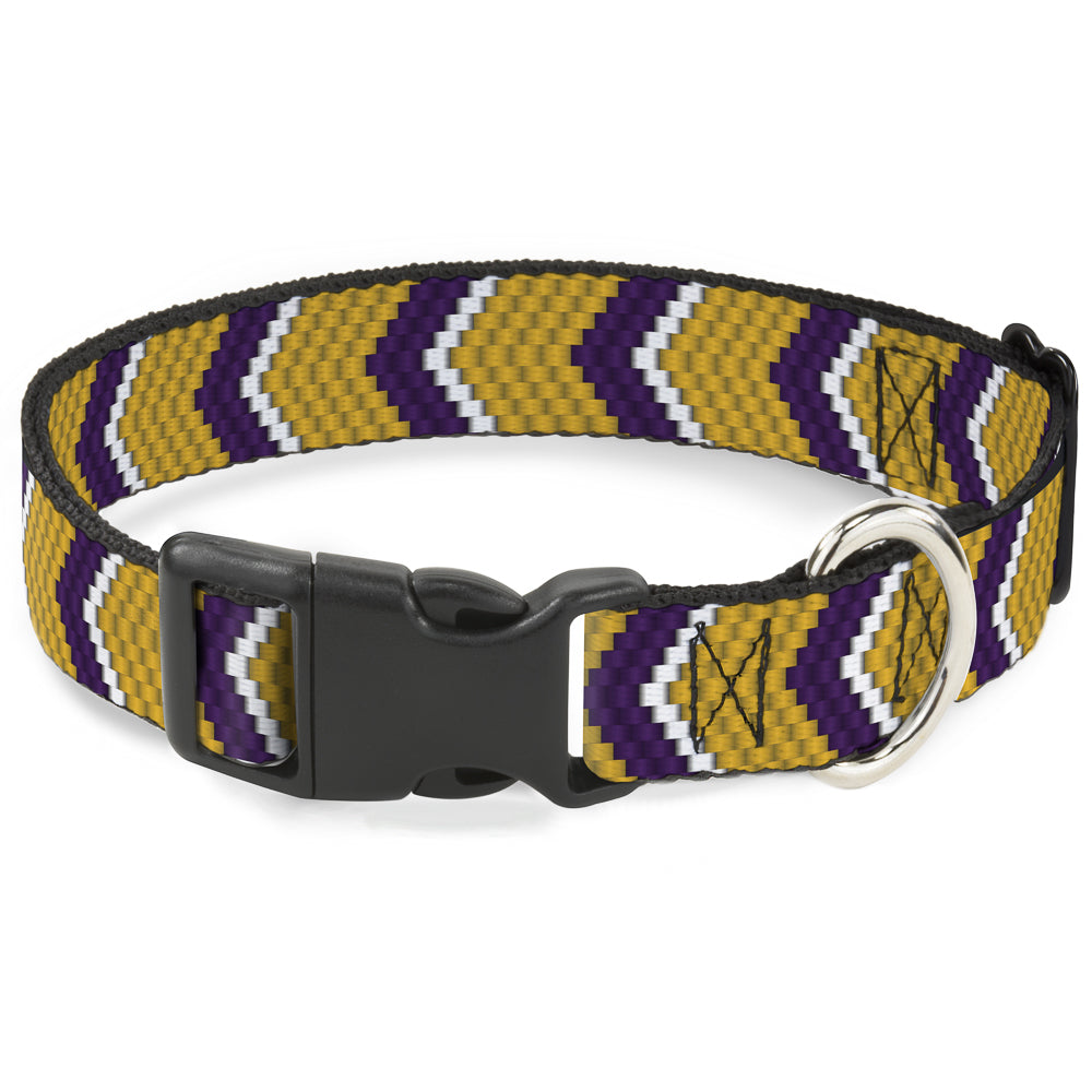 Plastic Clip Collar - Chevron Weave Gold/Purple/White Plastic Clip Collars Buckle-Down