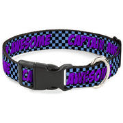 Plastic Clip Collar - CAPTAIN AWESOME Turquoise Checker/Fuchsia Plastic Clip Collars Buckle-Down