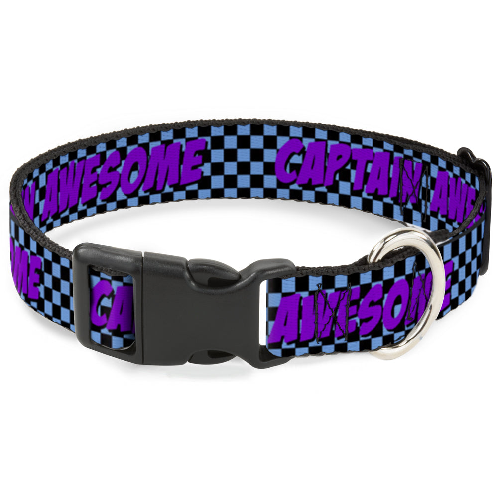 Plastic Clip Collar - CAPTAIN AWESOME Turquoise Checker/Fuchsia Plastic Clip Collars Buckle-Down