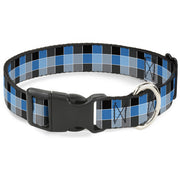 Plastic Clip Collar - Checker Mosaic Blue Plastic Clip Collars Buckle-Down