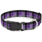 Plastic Clip Collar - Checker Mosaic Purple Plastic Clip Collars Buckle-Down