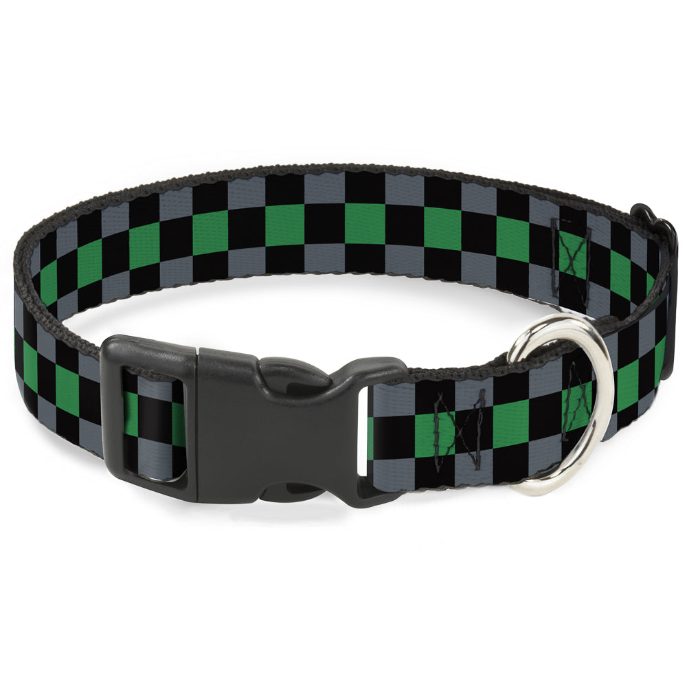Plastic Clip Collar - Checker Black/Gray/1 Green Plastic Clip Collars Buckle-Down