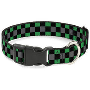 Plastic Clip Collar - Checker Black/Gray/2 Green Plastic Clip Collars Buckle-Down