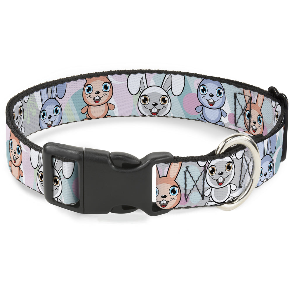 Plastic Clip Collar - Cute Bunnies Multi Pastel Plastic Clip Collars Buckle-Down