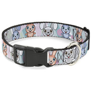 Plastic Clip Collar - Cute Bunnies Multi Pastel Plastic Clip Collars Buckle-Down