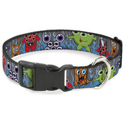Plastic Clip Collar - Cute Monsters Gray/Flame Blue Plastic Clip Collars Buckle-Down