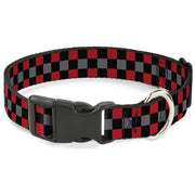 Plastic Clip Collar - Checker Black/Gray/2 Red Plastic Clip Collars Buckle-Down