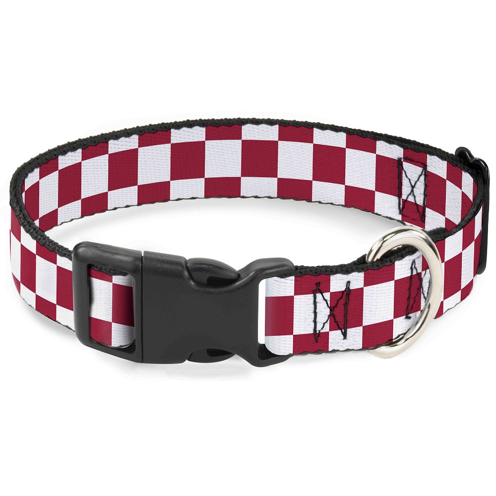 Plastic Clip Collar - Checker Crimson/White Plastic Clip Collars Buckle-Down