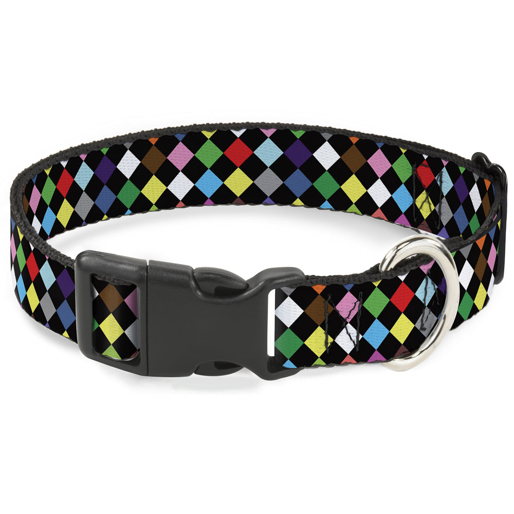 Plastic Clip Collar - Diamonds Black/Multi Color Plastic Clip Collars Buckle-Down