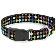 Plastic Clip Collar - Diamonds Black/Multi Color Plastic Clip Collars Buckle-Down
