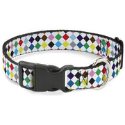 Plastic Clip Collar - Diamonds White/Multi Color Plastic Clip Collars Buckle-Down