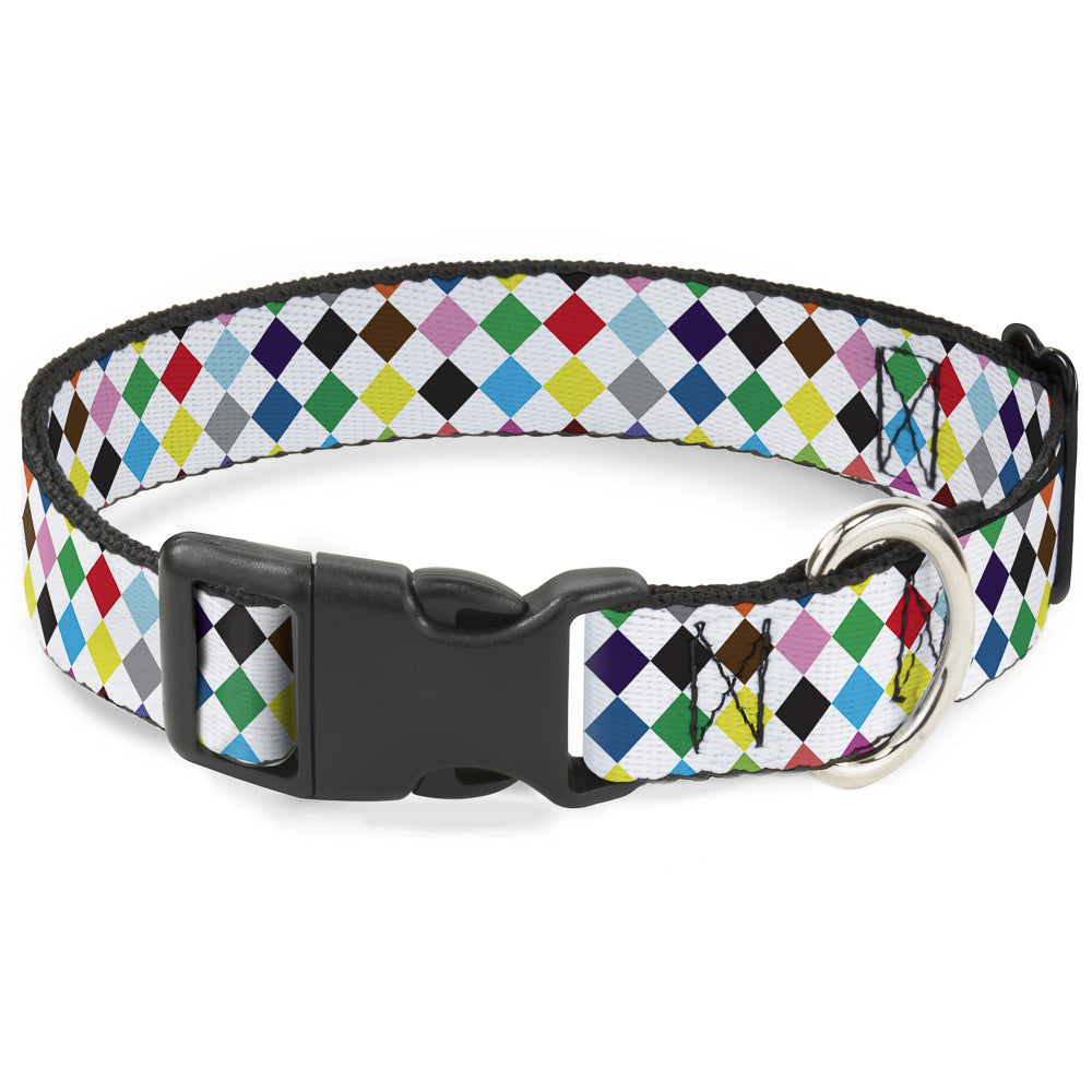 Plastic Clip Collar - Diamonds White/Multi Color Plastic Clip Collars Buckle-Down