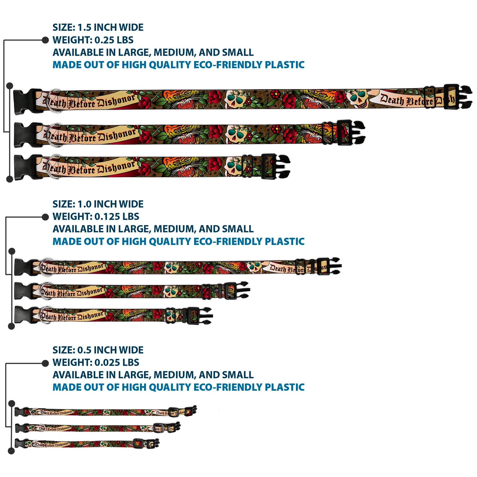 Plastic Clip Collar - Death Before Dishonor Olive Plastic Clip Collars Buckle-Down