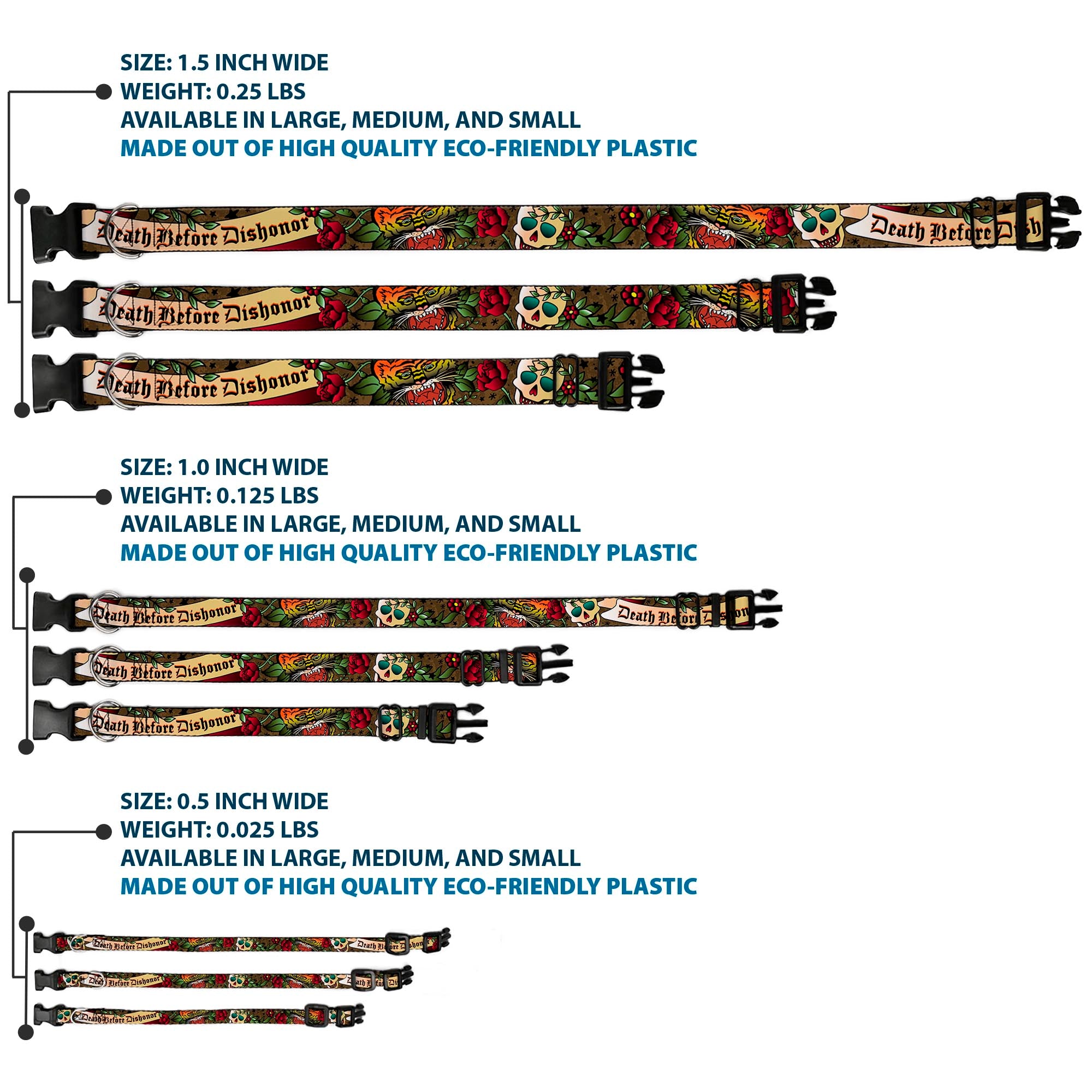 Plastic Clip Collar - Death Before Dishonor Olive Plastic Clip Collars Buckle-Down