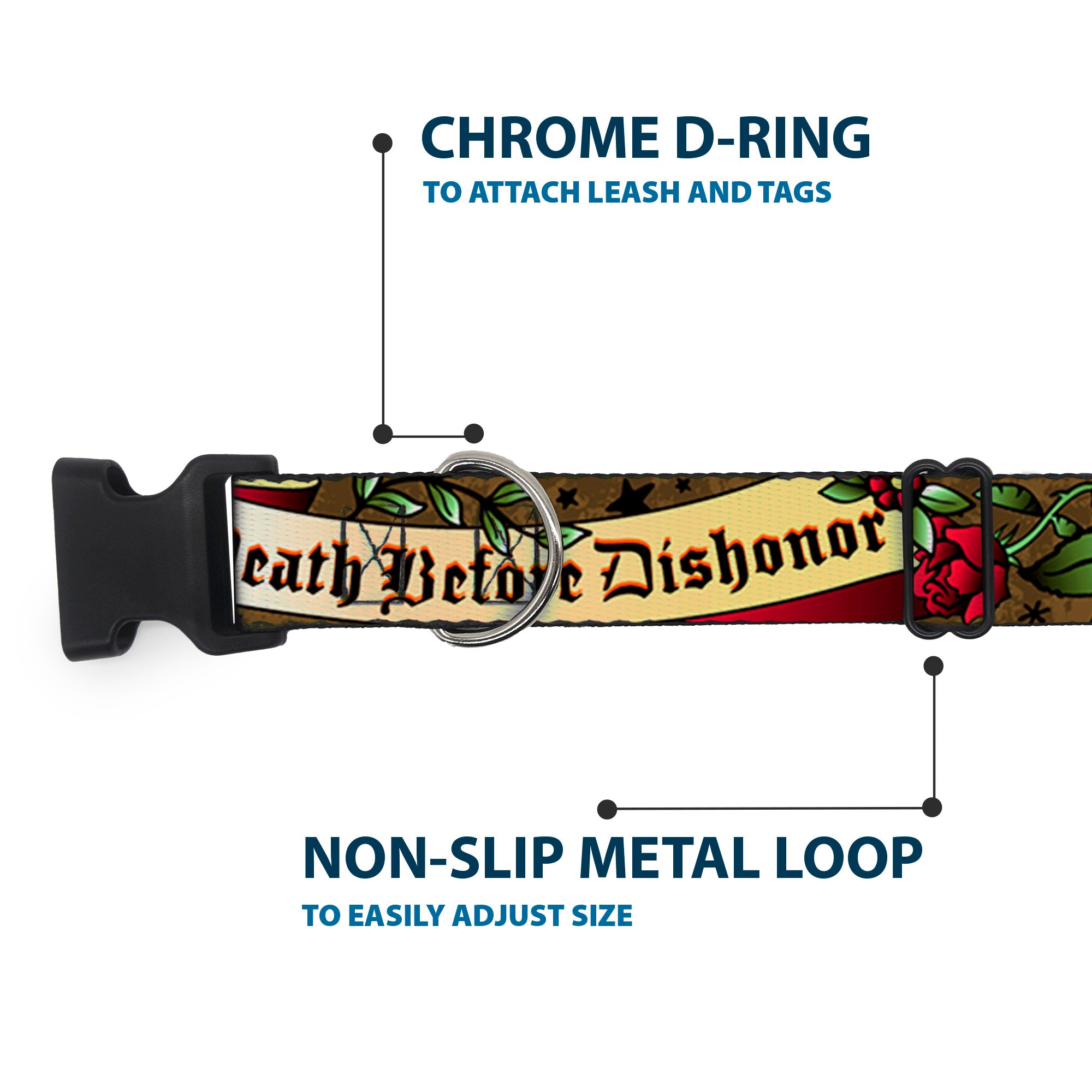 Plastic Clip Collar - Death Before Dishonor Olive Plastic Clip Collars Buckle-Down