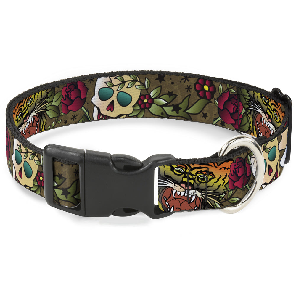 Plastic Clip Collar - Death Before Dishonor Olive Plastic Clip Collars Buckle-Down