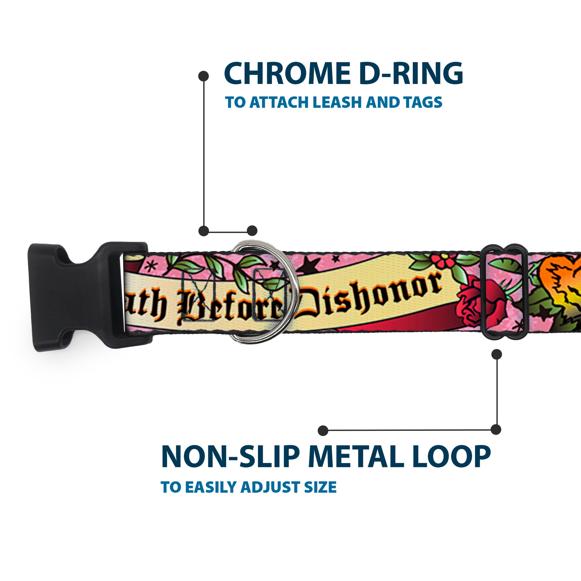 Plastic Clip Collar - Death Before Dishonor Pink Plastic Clip Collars Buckle-Down