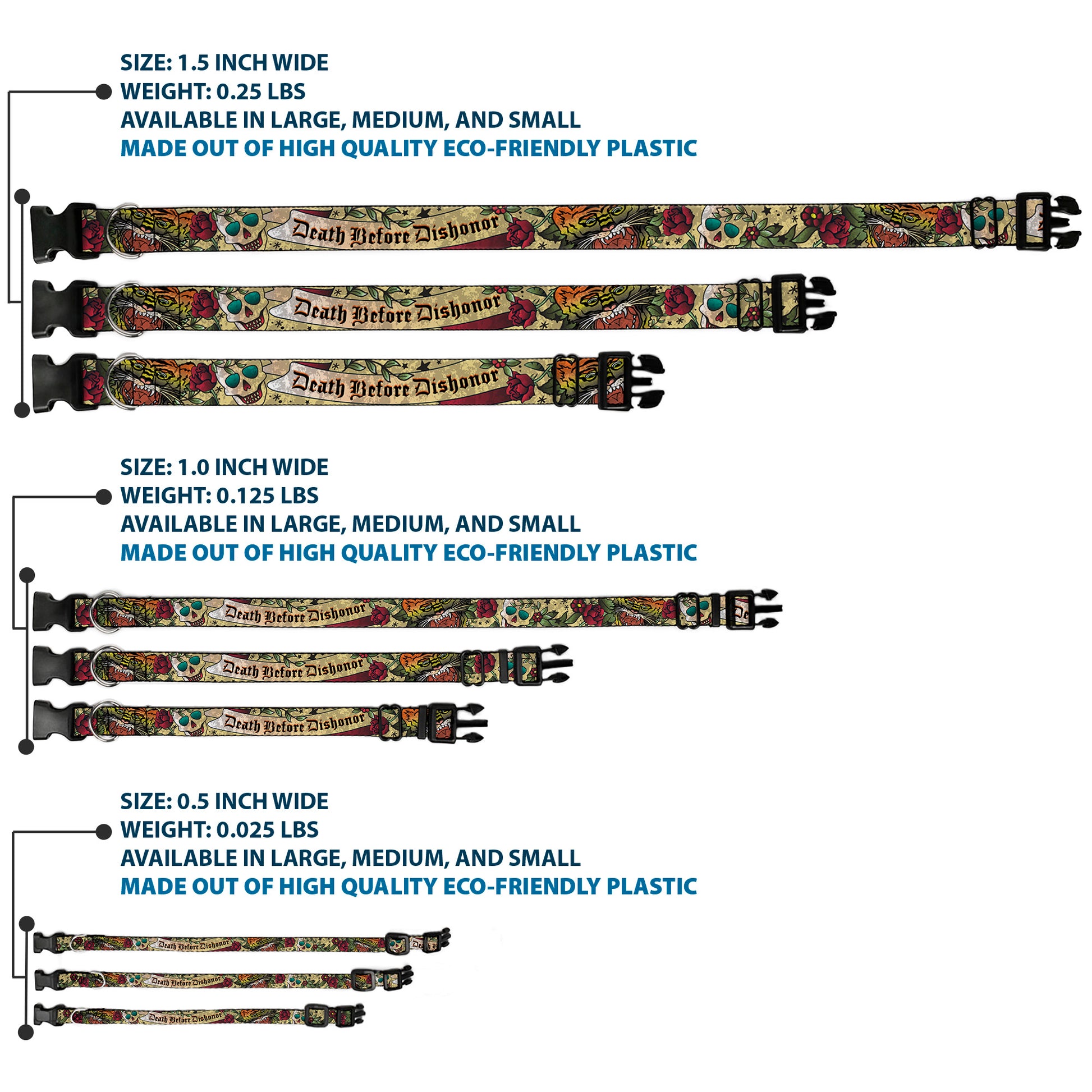 Plastic Clip Collar - Death Before Dishonor Tan Plastic Clip Collars Buckle-Down