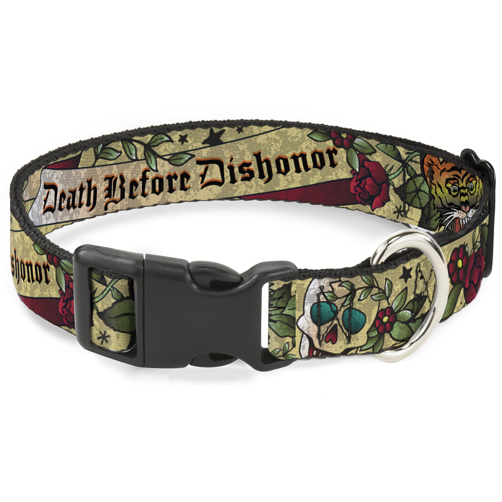 Plastic Clip Collar - Death Before Dishonor Tan Plastic Clip Collars Buckle-Down