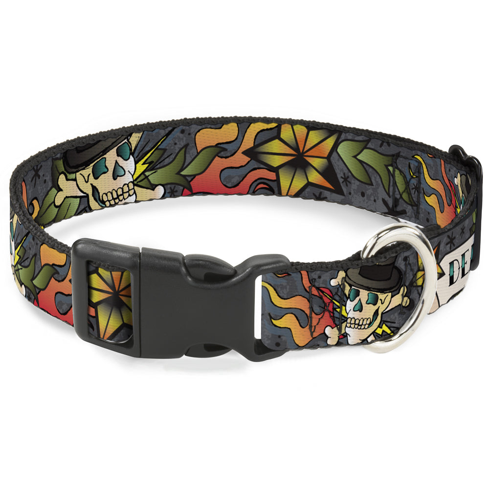 Plastic Clip Collar - Death or Glory Gray Plastic Clip Collars Buckle-Down