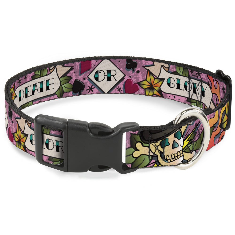 Plastic Clip Collar - Death or Glory Pink Plastic Clip Collars Buckle-Down