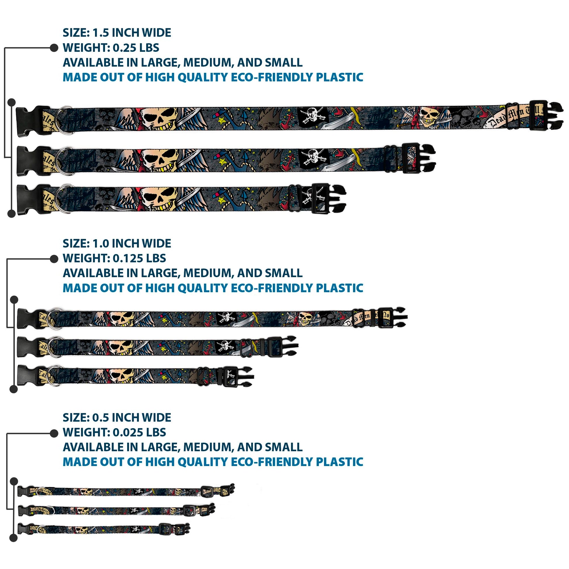 Plastic Clip Collar - Dead Men Tell No Tales Gray Plastic Clip Collars Buckle-Down