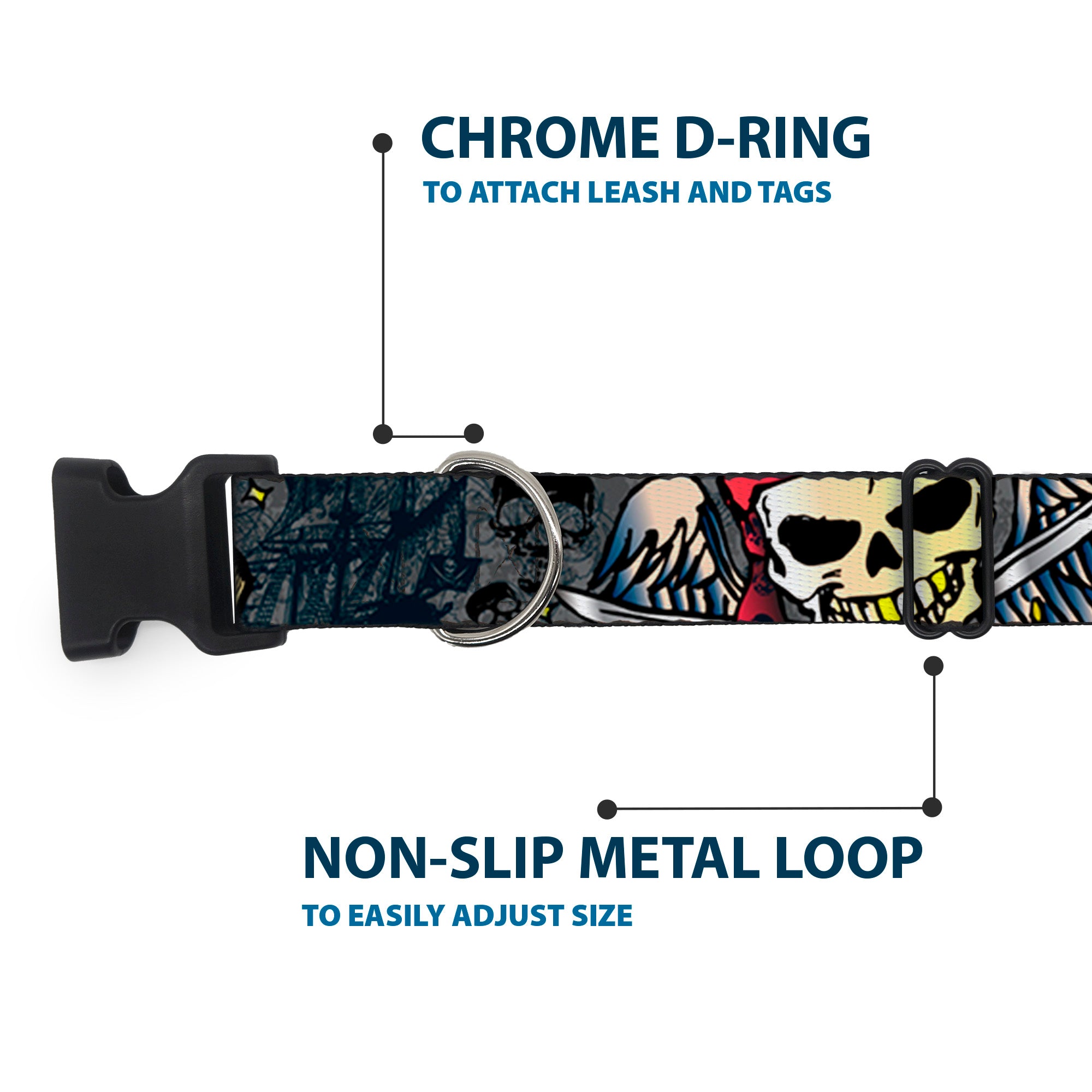 Plastic Clip Collar - Dead Men Tell No Tales Gray Plastic Clip Collars Buckle-Down