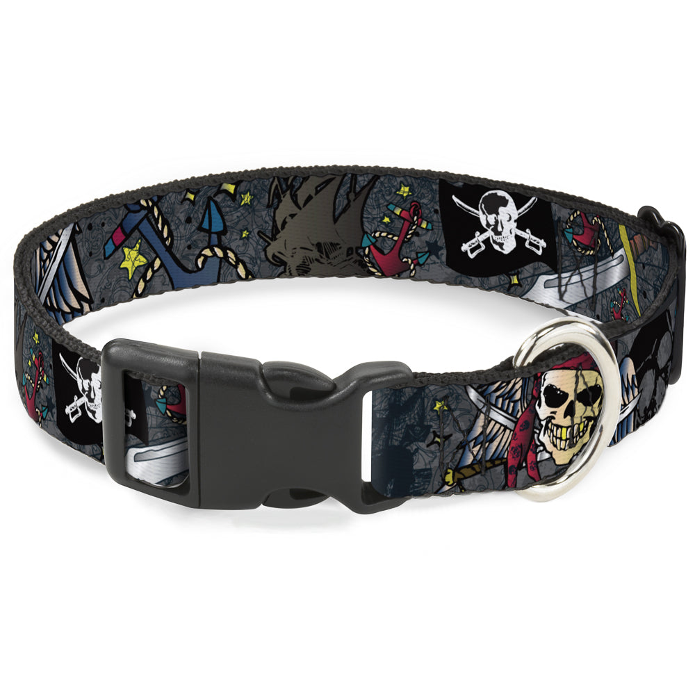 Plastic Clip Collar - Dead Men Tell No Tales Gray Plastic Clip Collars Buckle-Down