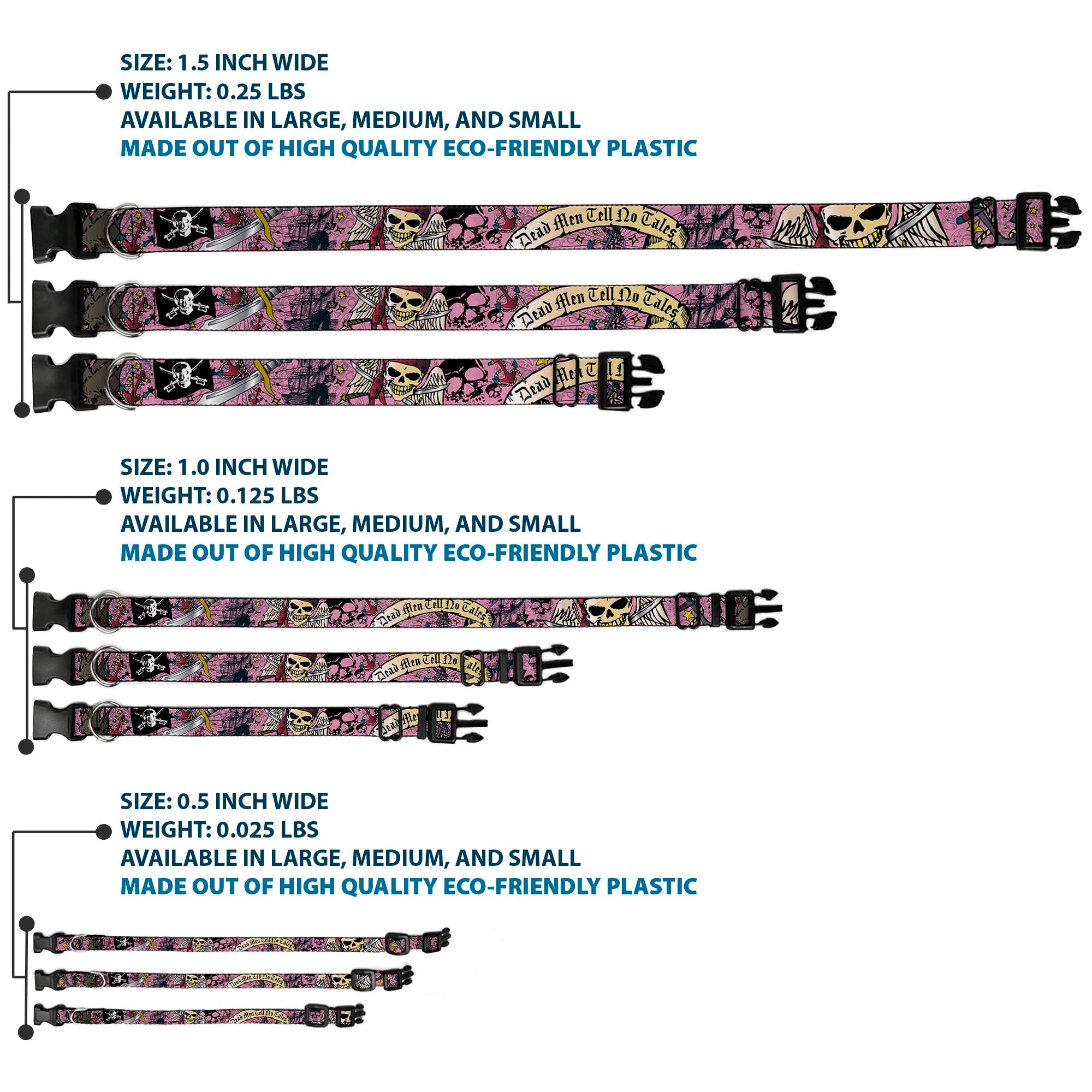 Plastic Clip Collar - Dead Men Tell No Tales Pink Plastic Clip Collars Buckle-Down