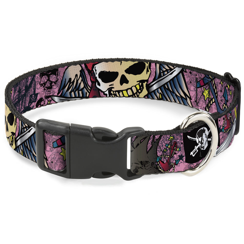 Plastic Clip Collar - Dead Men Tell No Tales Pink Plastic Clip Collars Buckle-Down