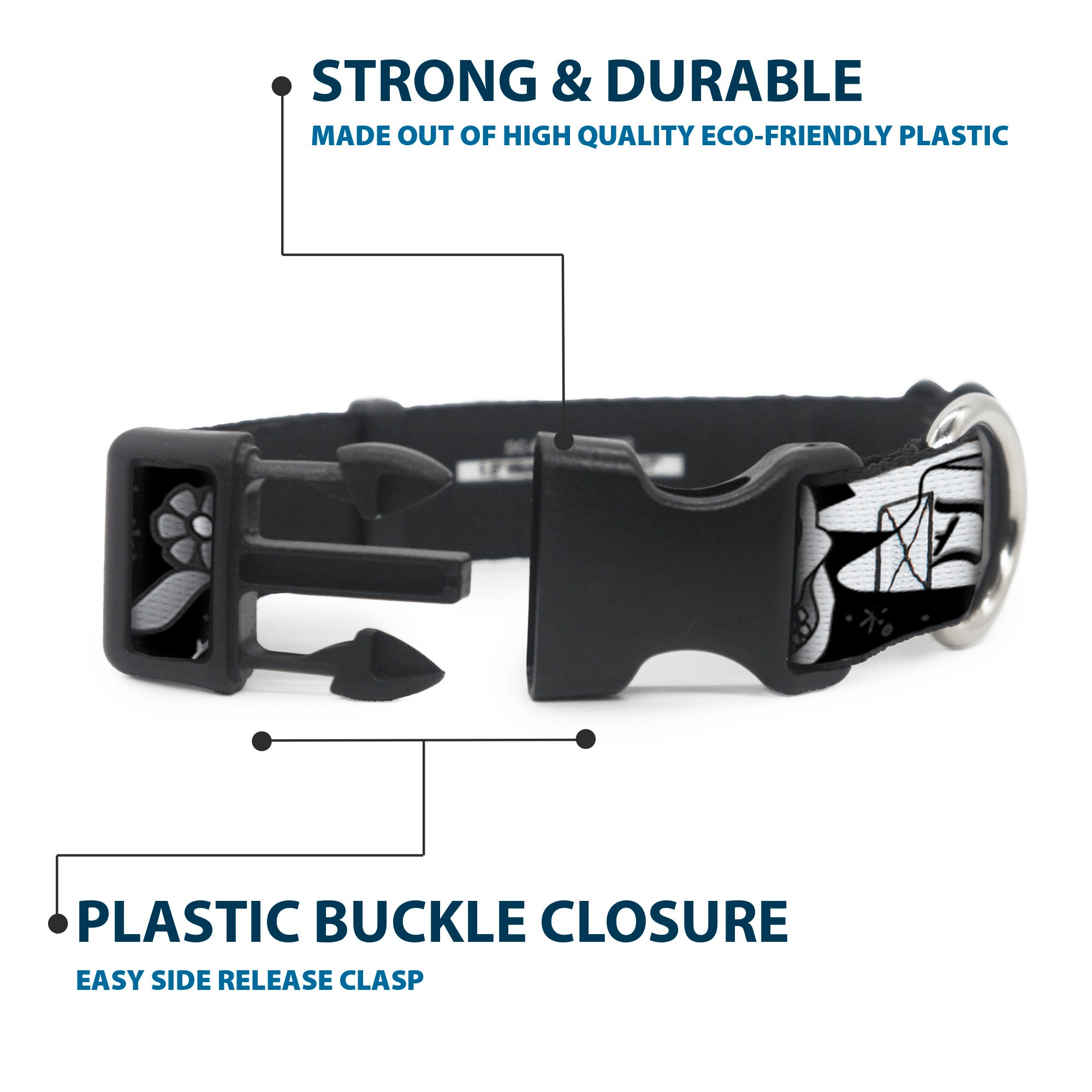 Plastic Clip Collar - Death Before Dishonor Black/White Plastic Clip Collars Buckle-Down