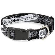 Plastic Clip Collar - Death Before Dishonor Black/White Plastic Clip Collars Buckle-Down