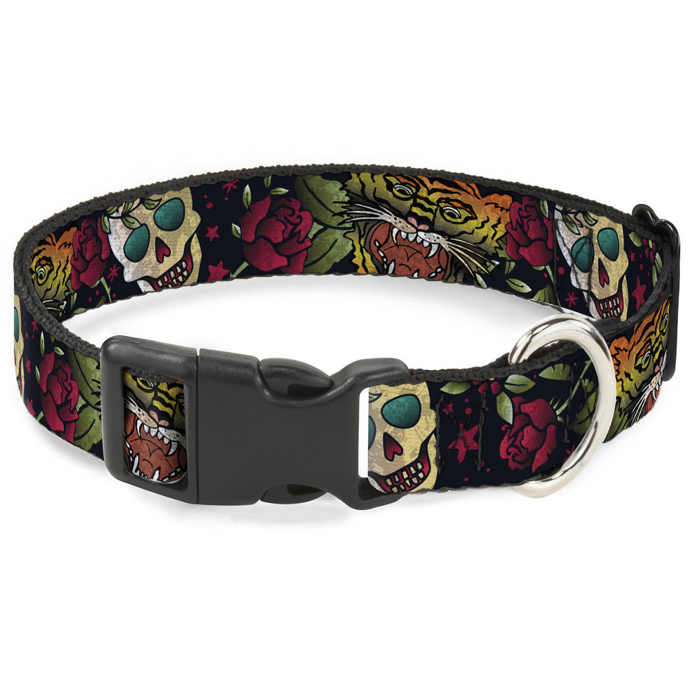 Plastic Clip Collar - Death Before Dishonor CLOSE-UP Black Plastic Clip Collars Buckle-Down