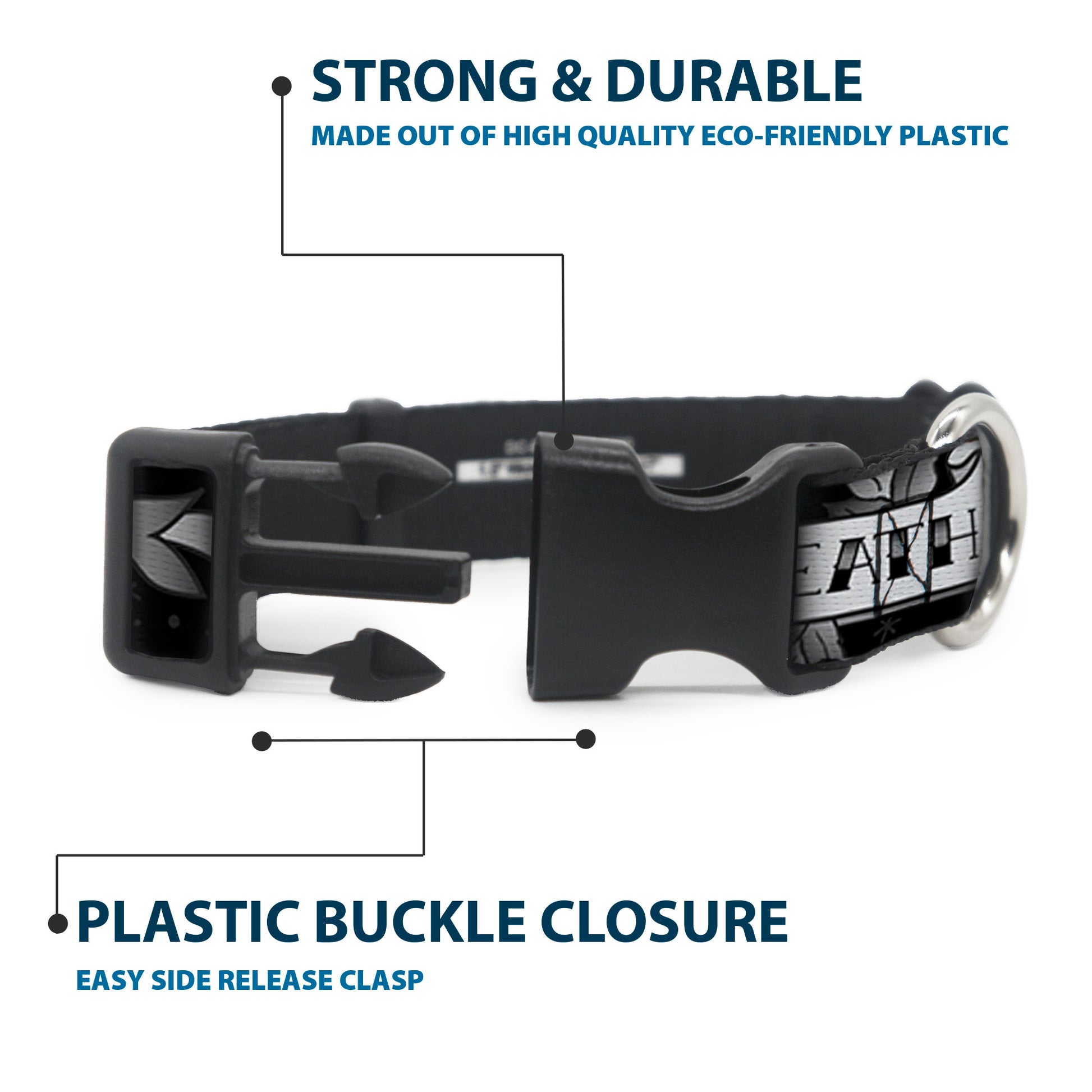 Plastic Clip Collar - Death or Glory Black/White Plastic Clip Collars Buckle-Down