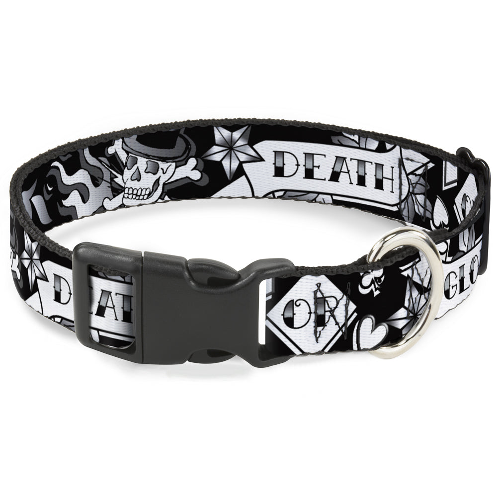Plastic Clip Collar - Death or Glory Black/White Plastic Clip Collars Buckle-Down