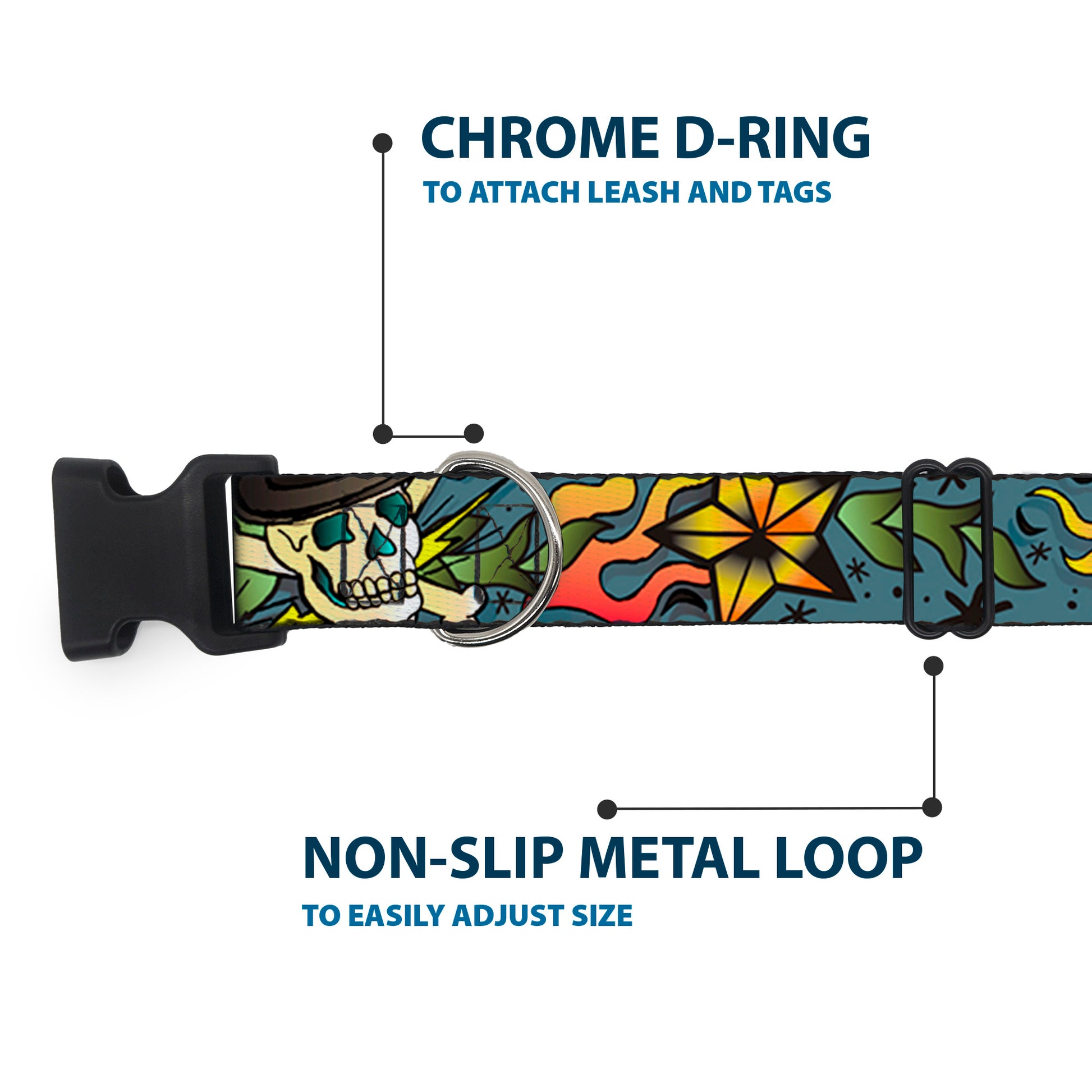 Plastic Clip Collar - Death or Glory CLOSE-UP Gray Plastic Clip Collars Buckle-Down