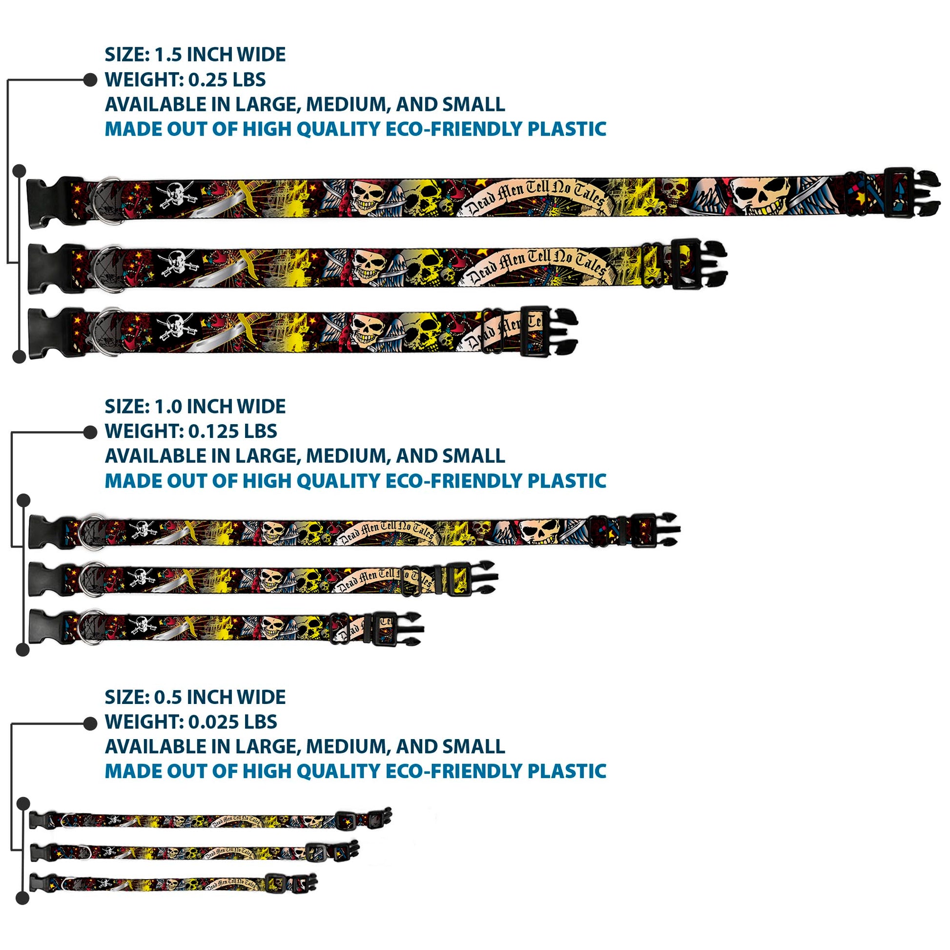 Plastic Clip Collar - Dead Men Tell No Tales Black Plastic Clip Collars Buckle-Down