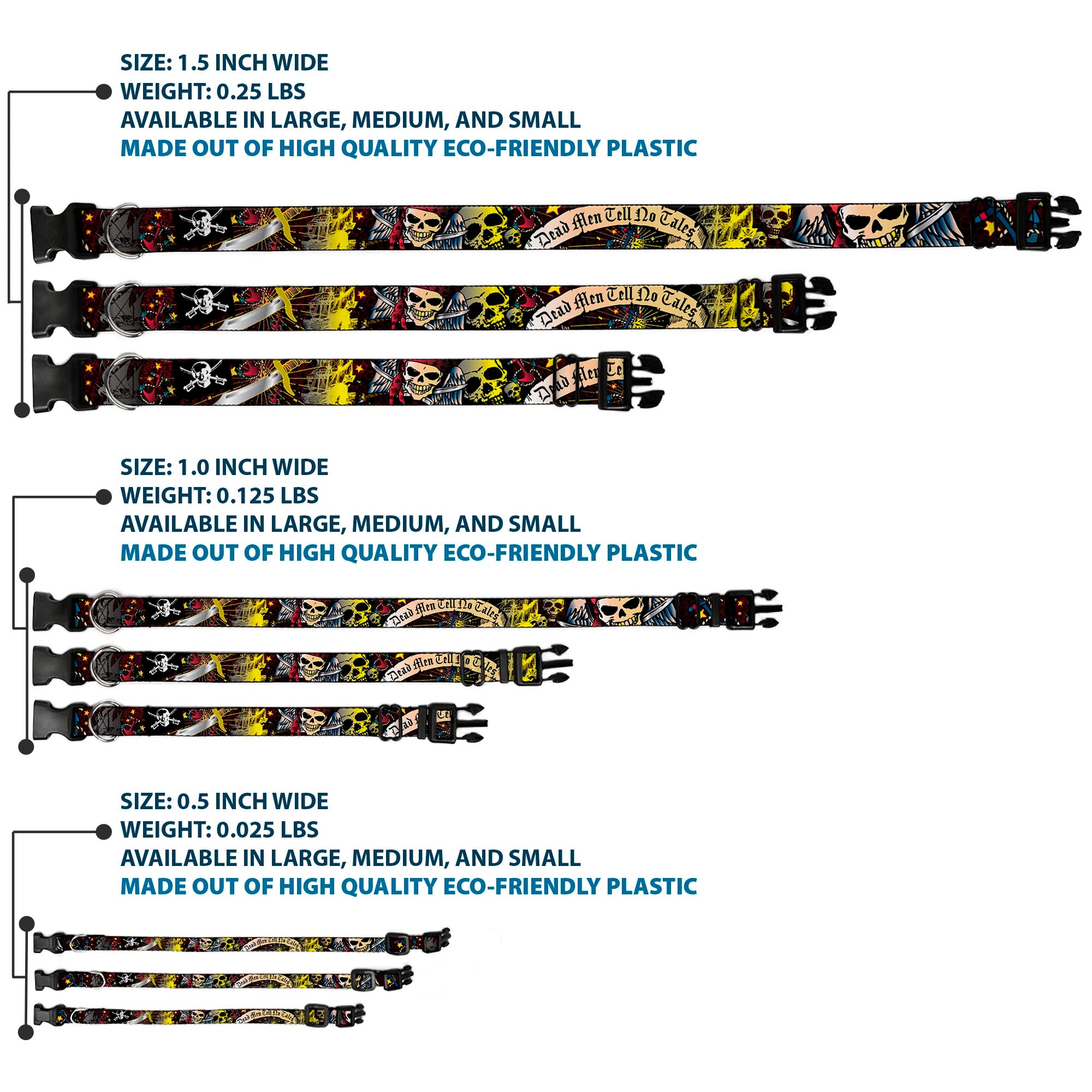 Plastic Clip Collar - Dead Men Tell No Tales Black Plastic Clip Collars Buckle-Down