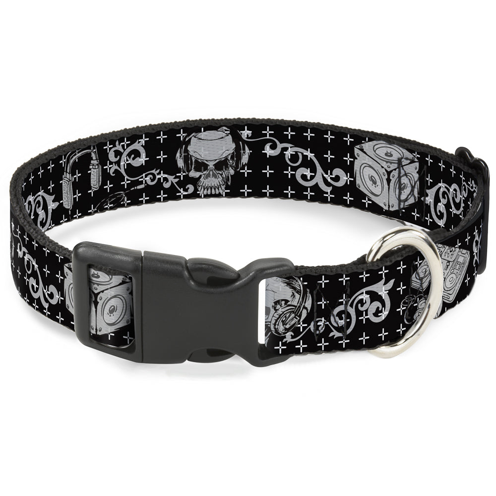 Plastic Clip Collar - DJ Skulls Black/Gray Plastic Clip Collars Buckle-Down