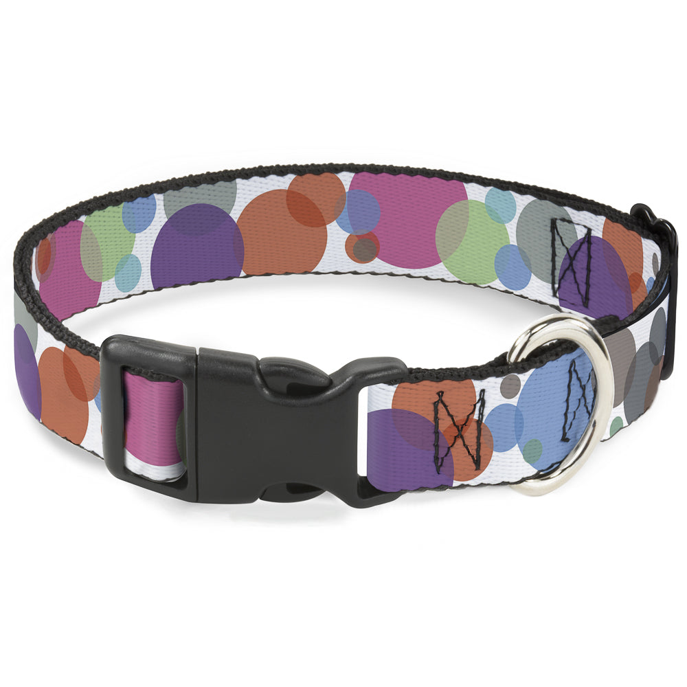 Plastic Clip Collar - Dots White/Transparent Multi Color Plastic Clip Collars Buckle-Down