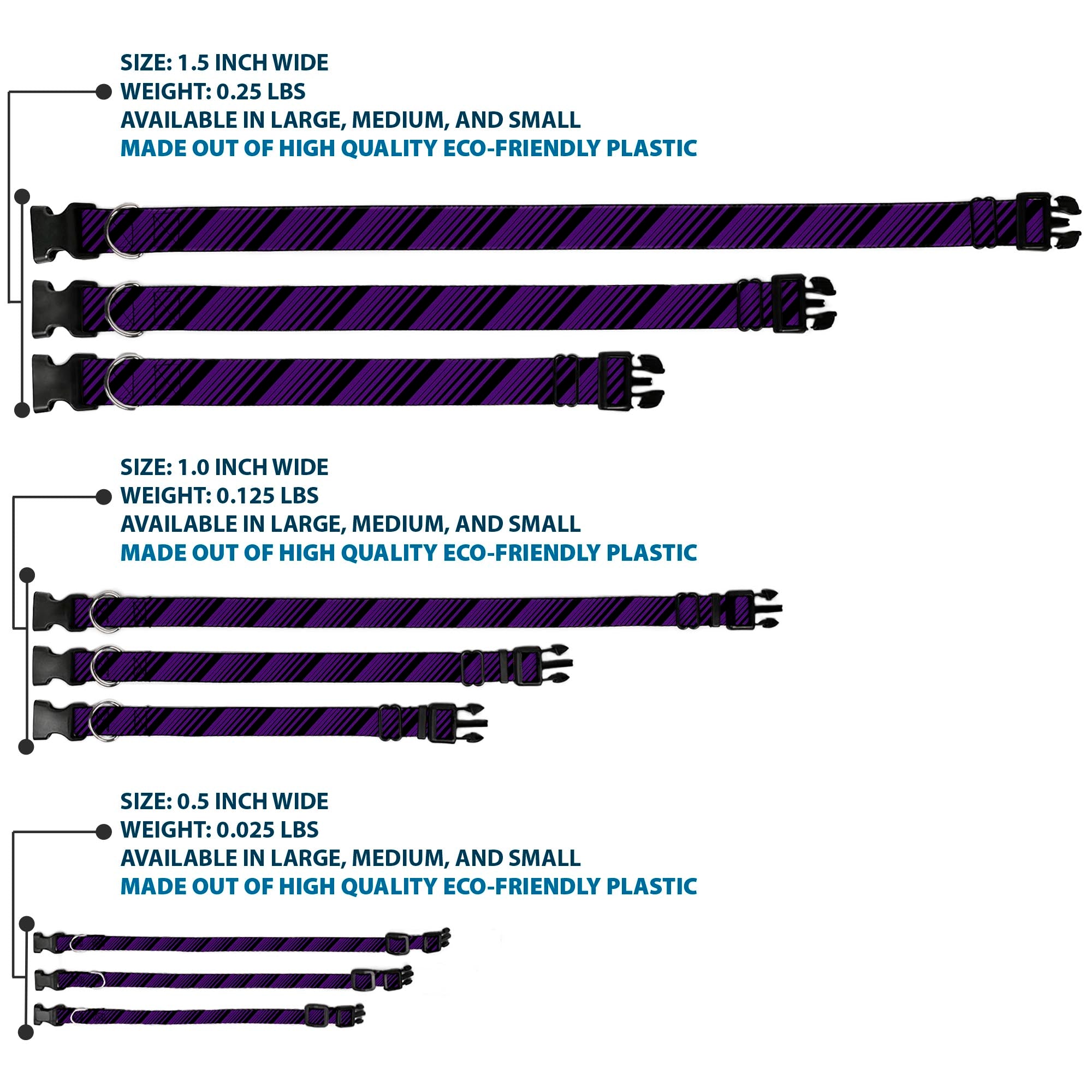 Plastic Clip Collar - Diagonal Stripes Black/Purple Plastic Clip Collars Buckle-Down