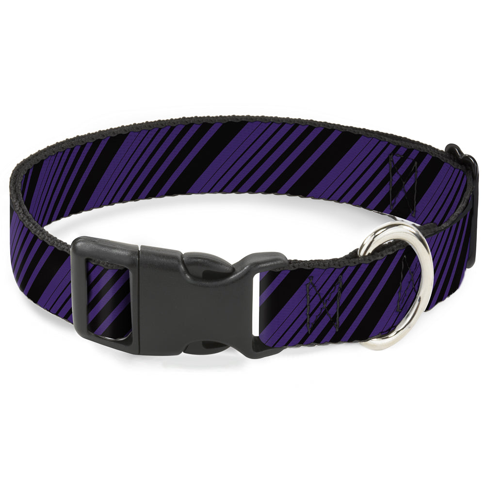 Plastic Clip Collar - Diagonal Stripes Black/Purple Plastic Clip Collars Buckle-Down