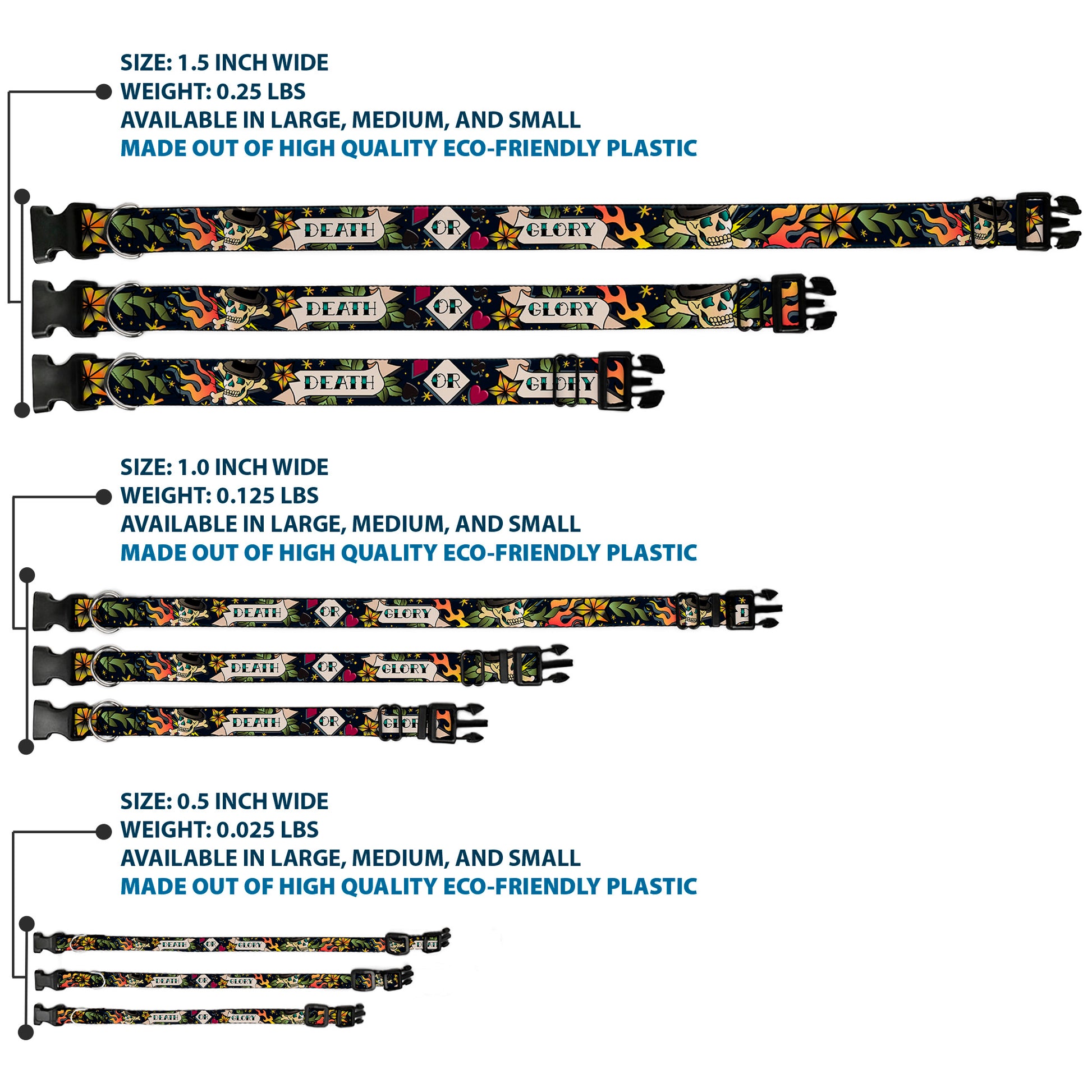 Plastic Clip Collar - Death or Glory Black Plastic Clip Collars Buckle-Down