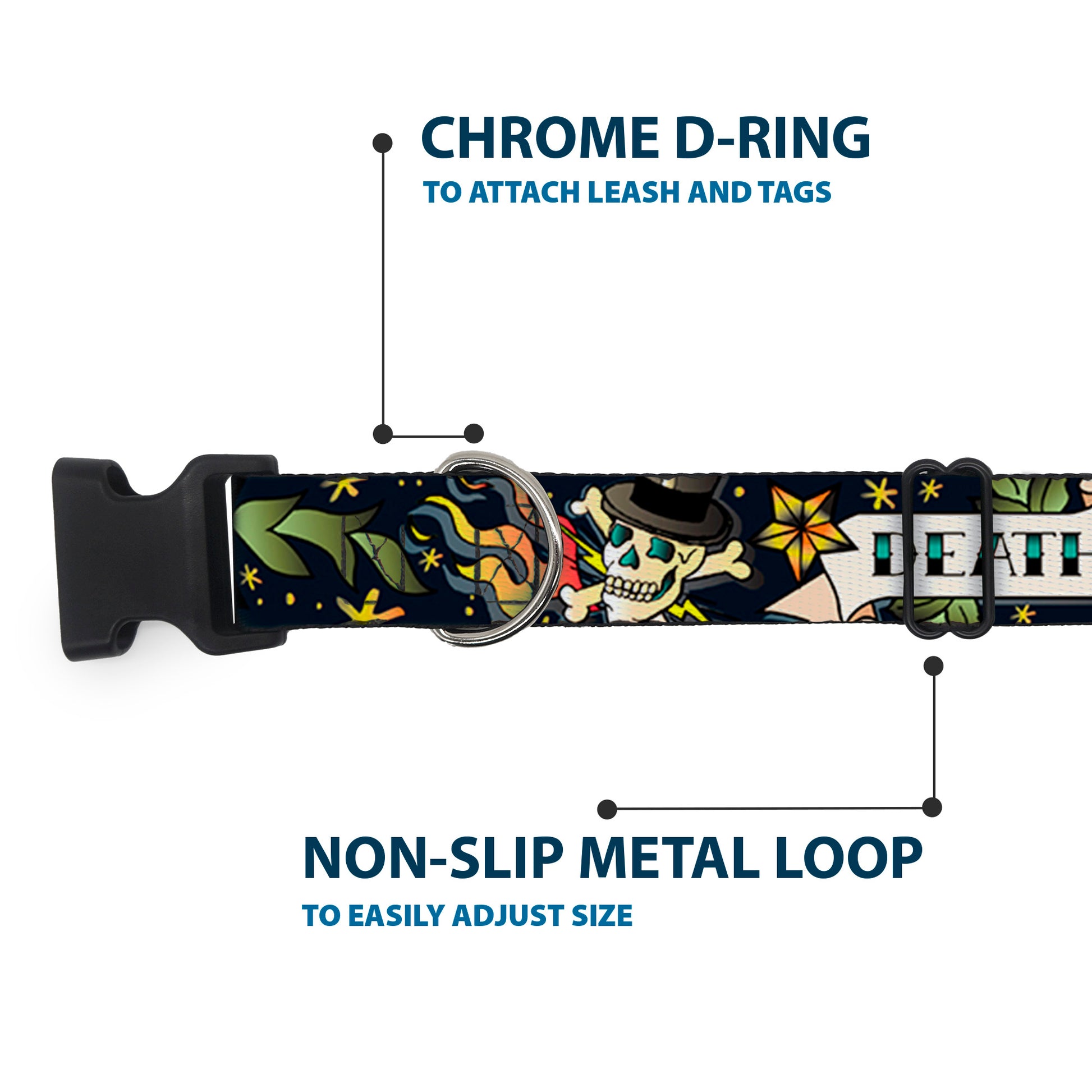 Plastic Clip Collar - Death or Glory Black Plastic Clip Collars Buckle-Down